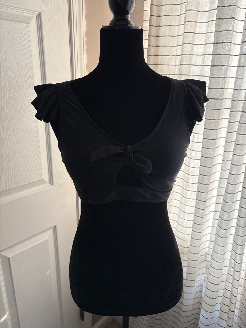 Black Women's Tie-Front Bikini Top